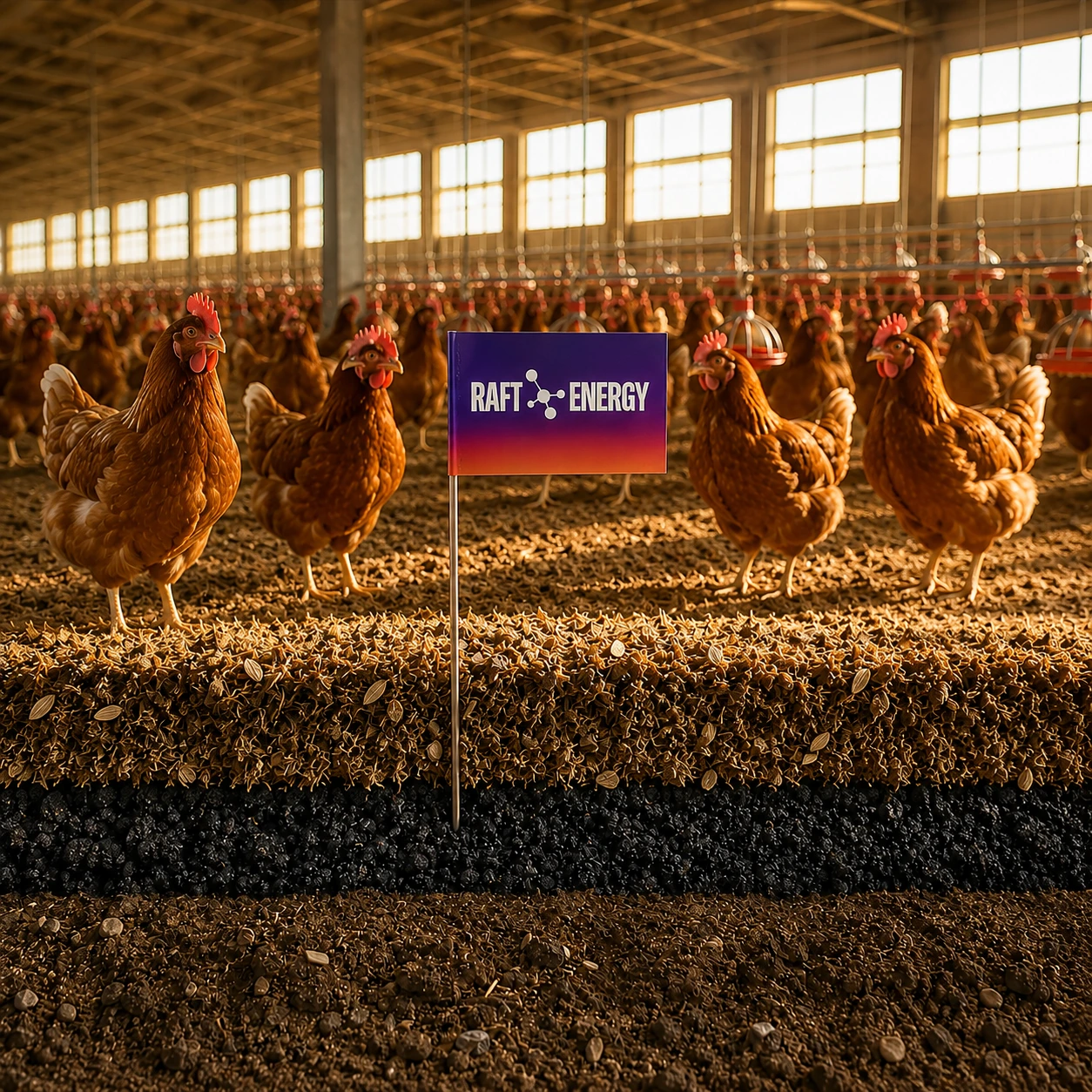 Poultry housing where ActiCH4R ammonia is applied